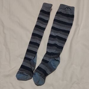 Striped Blue Knee High Sports Socks - Women's S